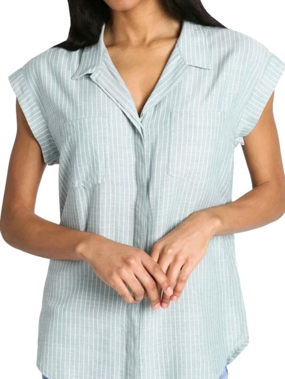 Mint Green Pinstripe Button-Down Shirt
